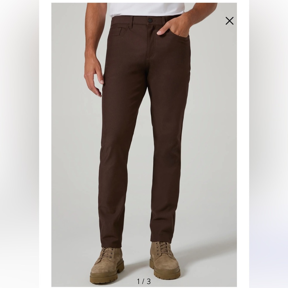 7 Diamonds Men Brown Stretch Casual Pants